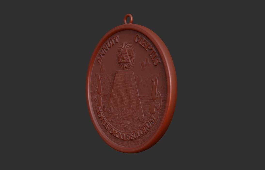 US Great Seal Coin Pendant 3D model_9
