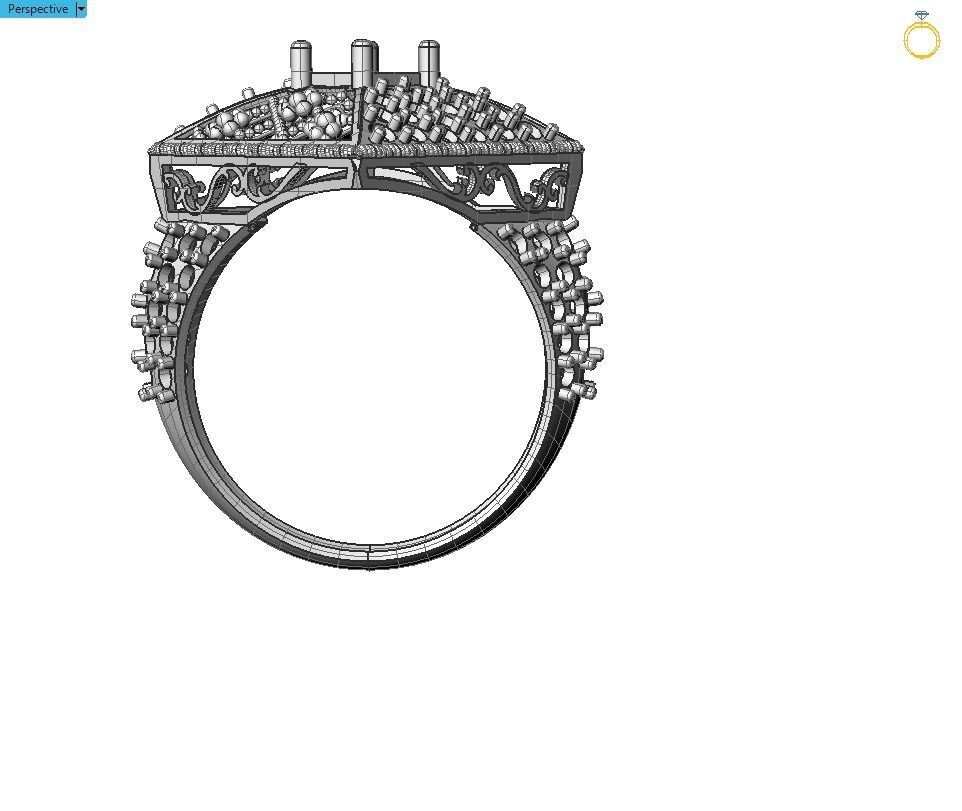 Flower Box Ring with Beads 3D print model_8