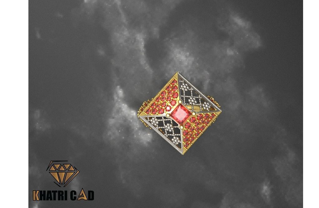 Flower Box Ring with Beads 3D print model_3