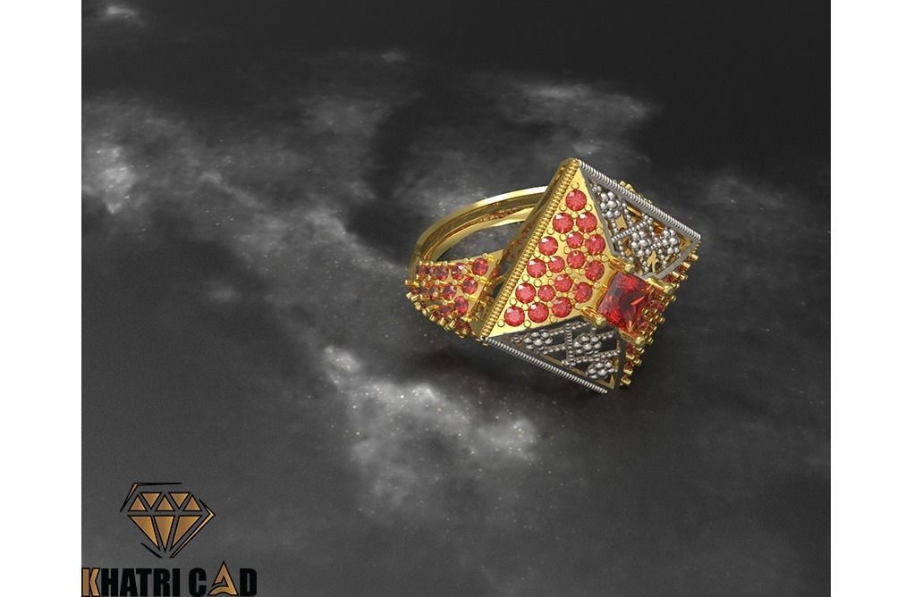 Flower Box Ring with Beads 3D print model_2