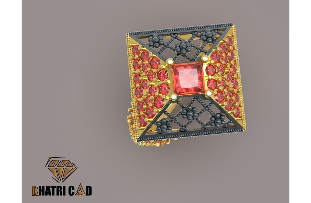 Flower Box Ring with Beads 3D print model_6