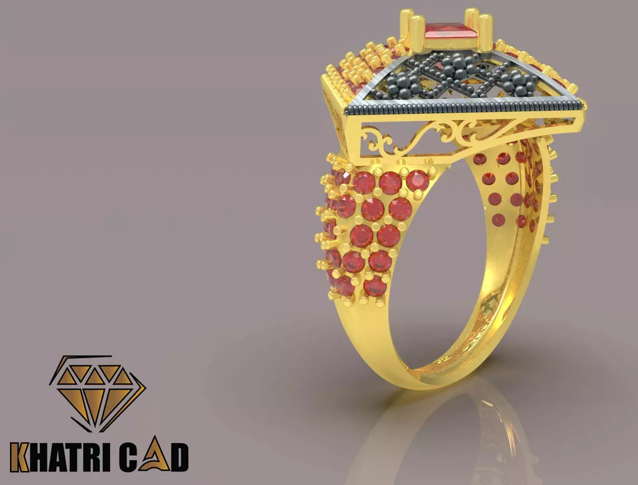 Flower Box Ring with Beads 3D print model_0