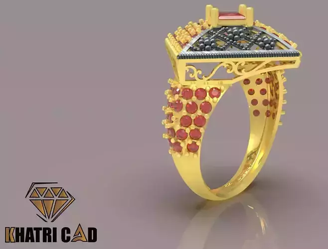 Flower Box Ring with Beads 3D print model