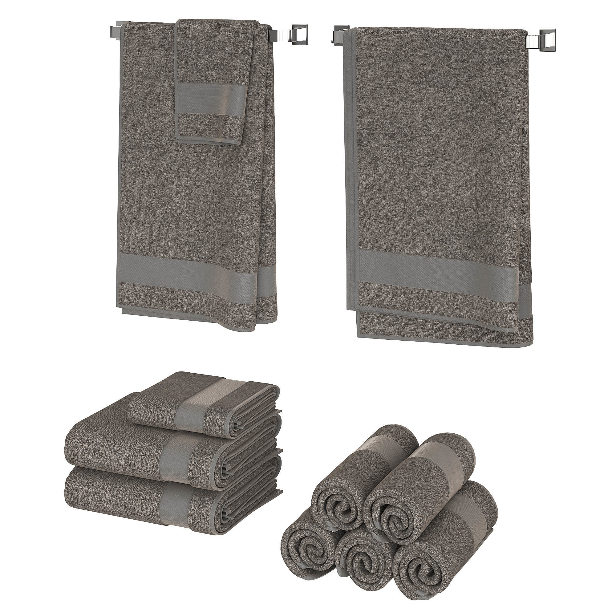 Gray Towels Set  3D model_1