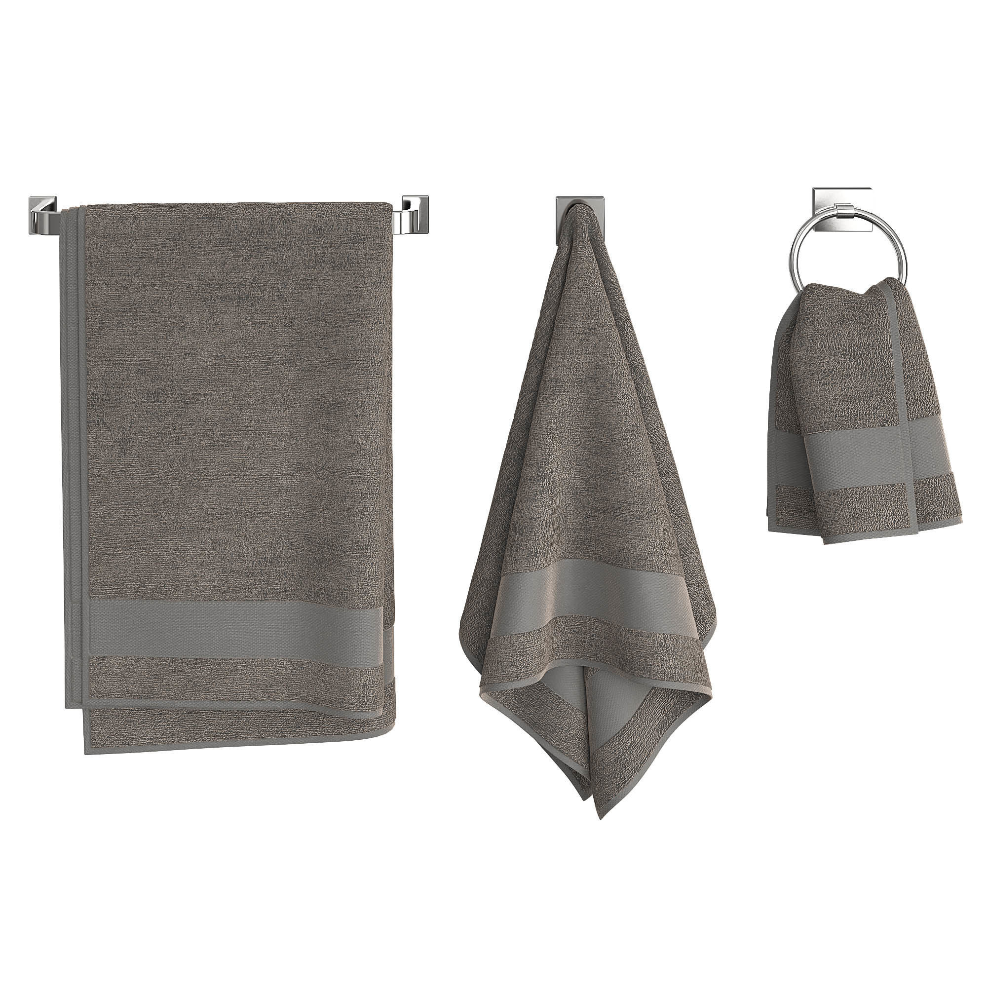 Gray Towels Set  3D model_2