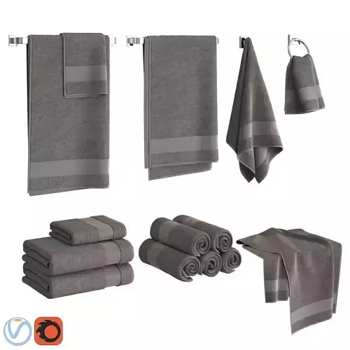 Gray Towels Set  3D model