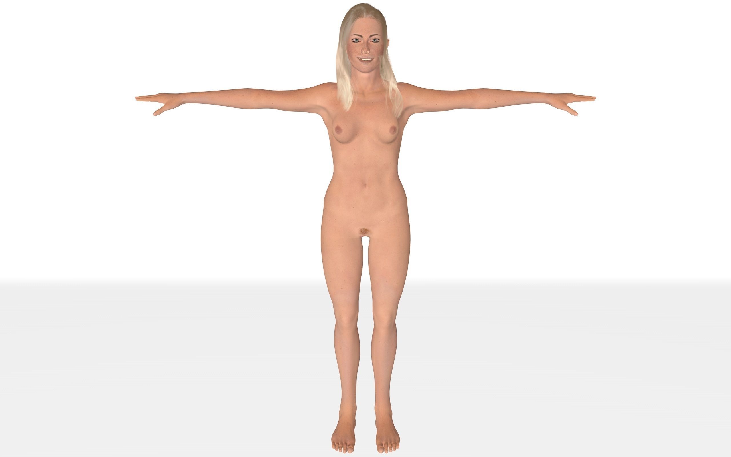 Rigged Female Model Catherine 3D model_1