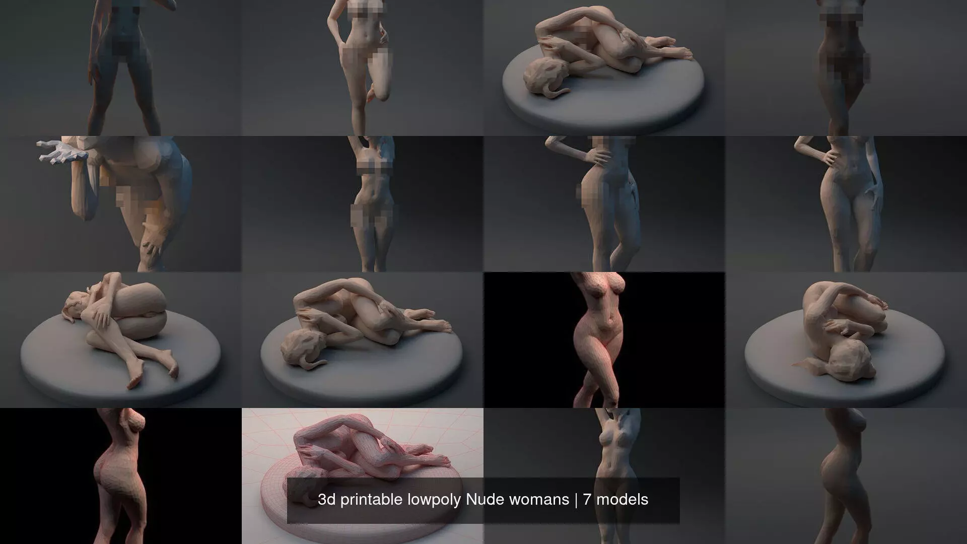 3d printable lowpoly Nude womans 3D Model Collection_1