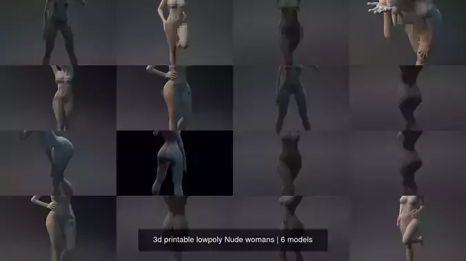 3d printable lowpoly Nude womans