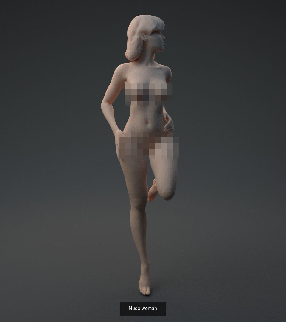 3d printable lowpoly Nude womans 3D Model Collection_4
