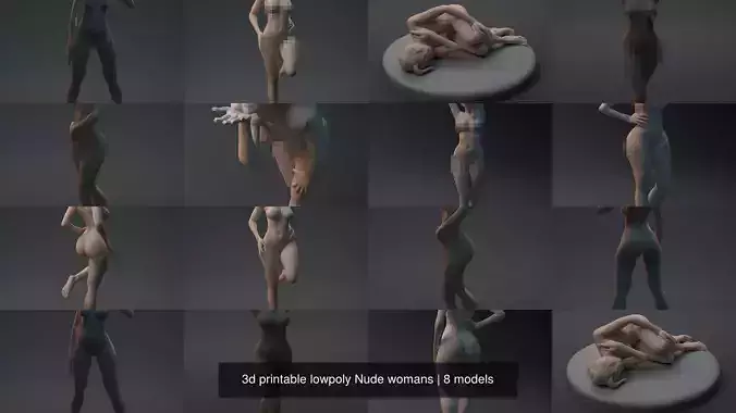 3d printable lowpoly Nude womans