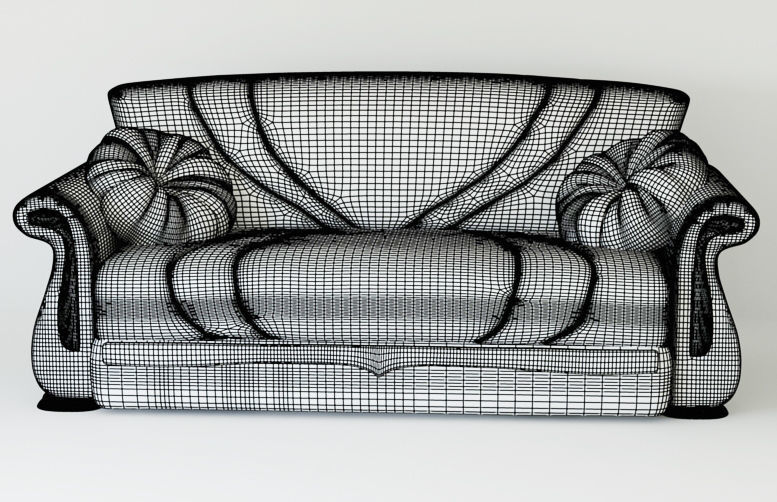 Armchair sofa  Low-poly 3D model_6