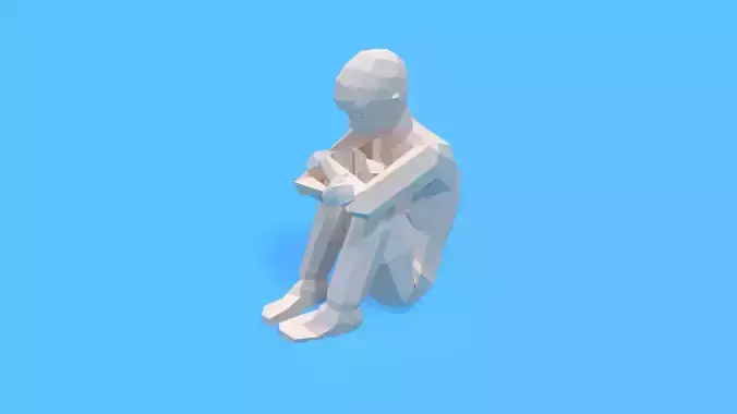 Low Poly Kid Sitting On The Floor Low-poly 3D model