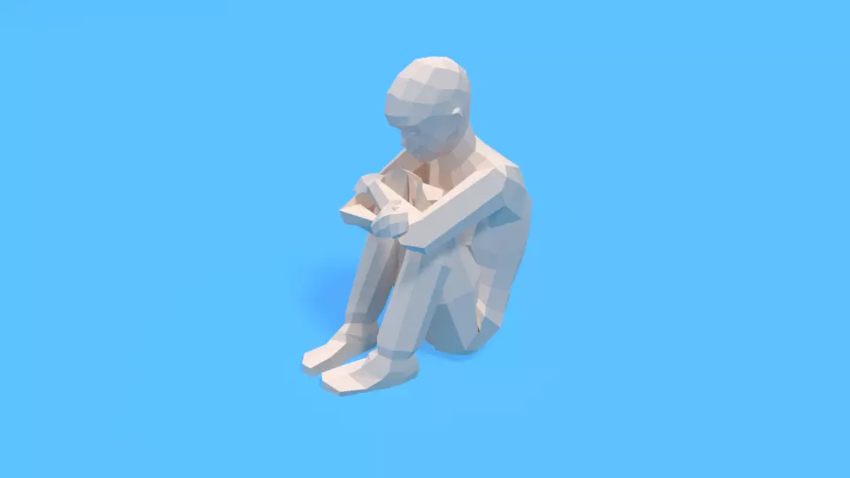 Low Poly Kid Sitting On The Floor Low-poly 3D model_0