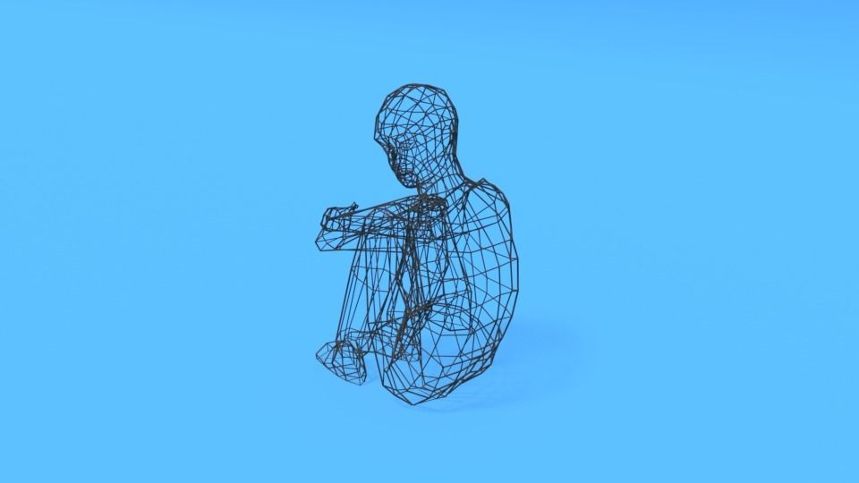 Low Poly Kid Sitting On The Floor Low-poly 3D model_15