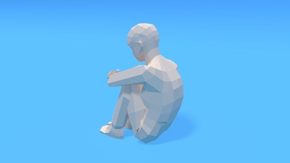 Low Poly Kid Sitting On The Floor Low-poly 3D model_6
