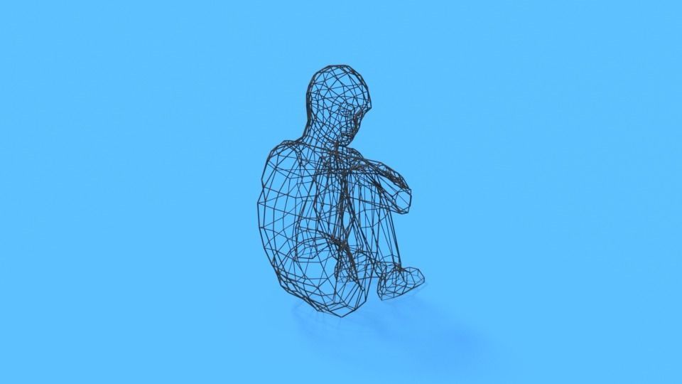 Low Poly Kid Sitting On The Floor Low-poly 3D model_13