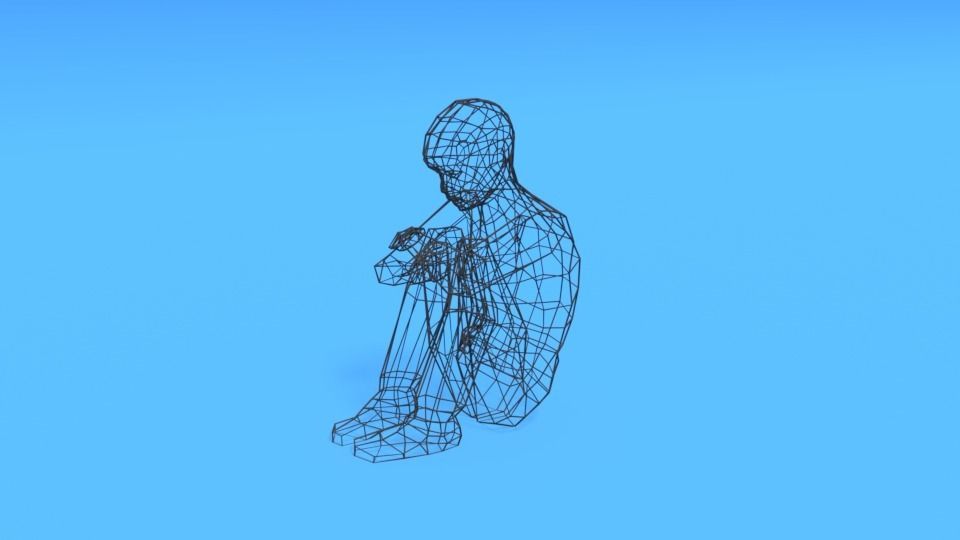 Low Poly Kid Sitting On The Floor Low-poly 3D model_9