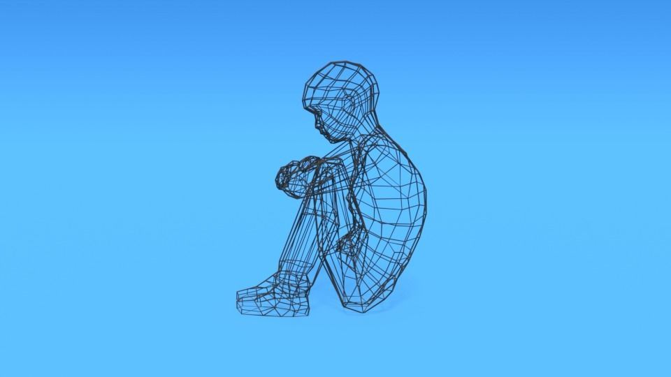 Low Poly Kid Sitting On The Floor Low-poly 3D model_16