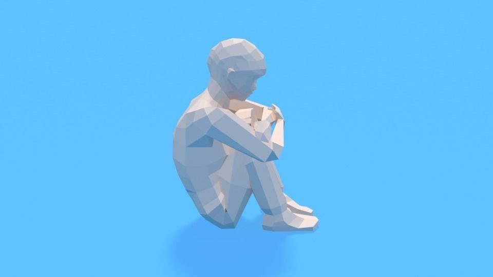 Low Poly Kid Sitting On The Floor Low-poly 3D model_3