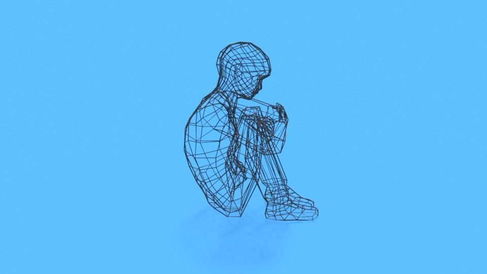 Low Poly Kid Sitting On The Floor Low-poly 3D model_12