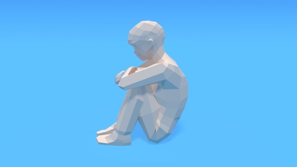 Low Poly Kid Sitting On The Floor Low-poly 3D model_7