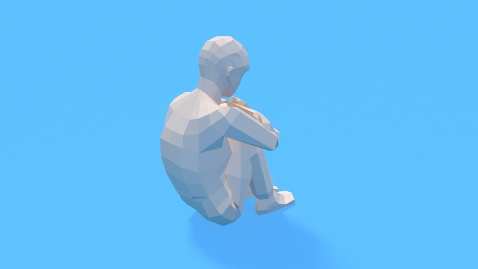 Low Poly Kid Sitting On The Floor Low-poly 3D model_4