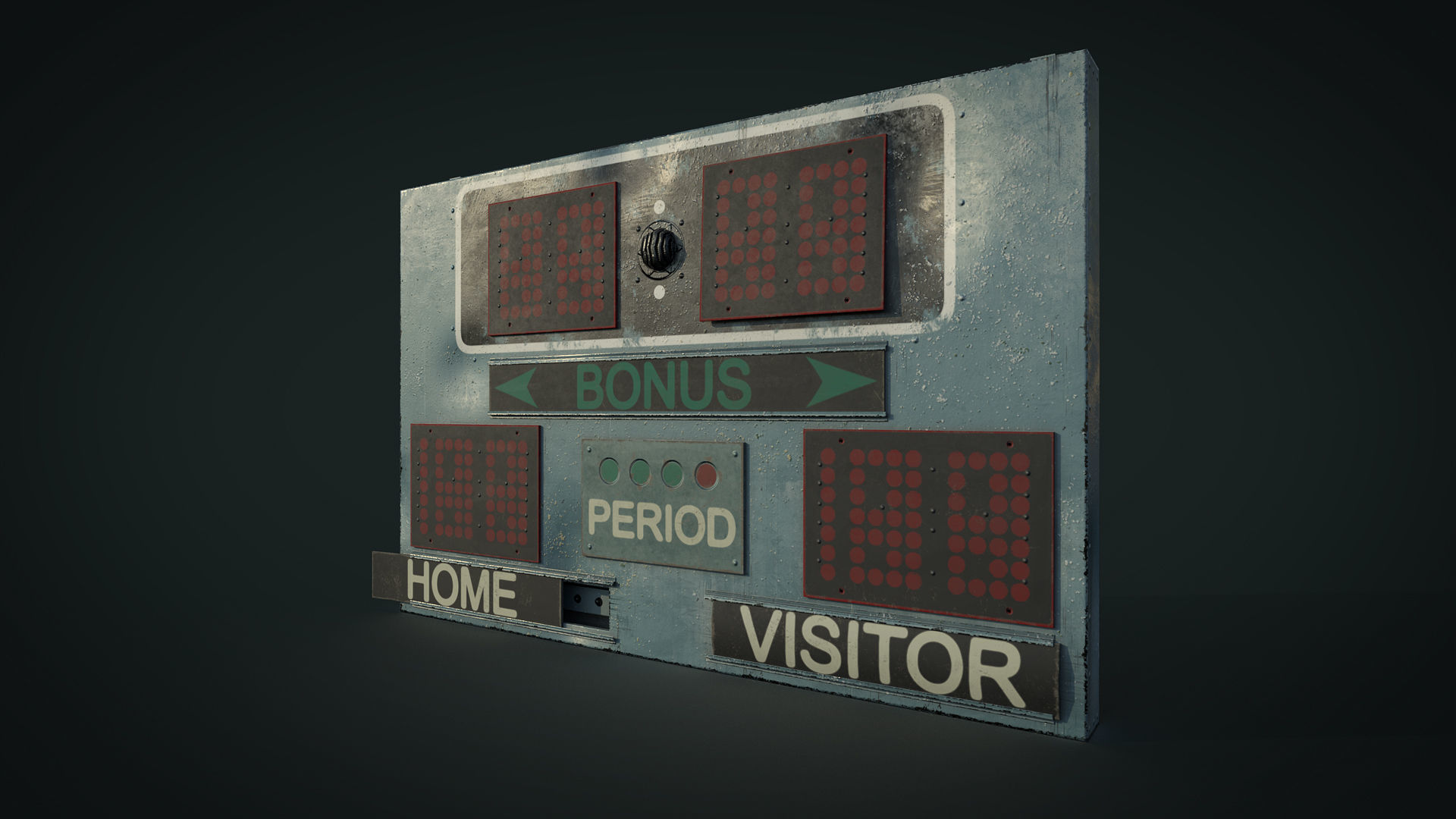 PBR Retro Basketball Scoreboard Low-poly 3D model_2