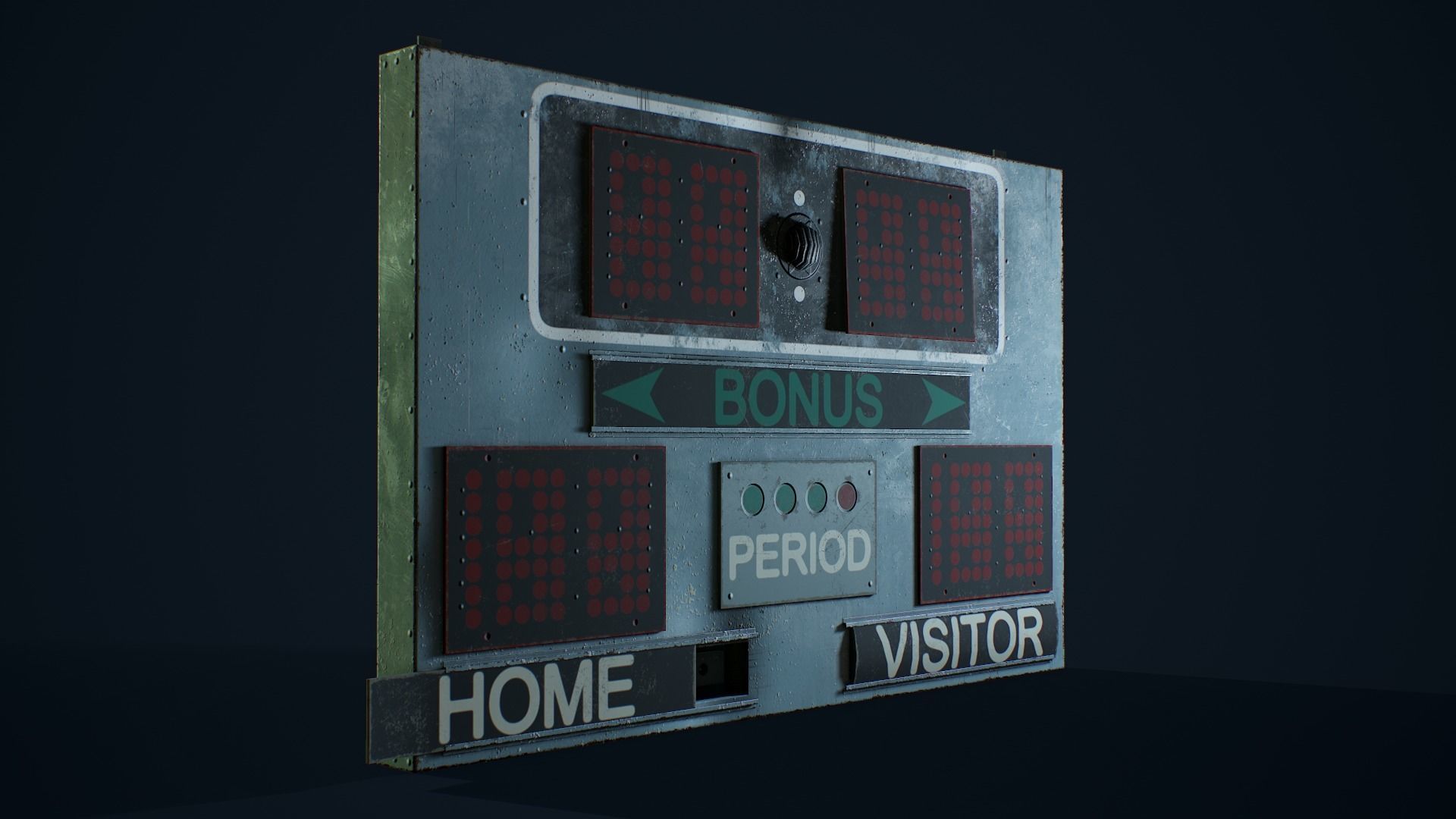 PBR Retro Basketball Scoreboard Low-poly 3D model_4