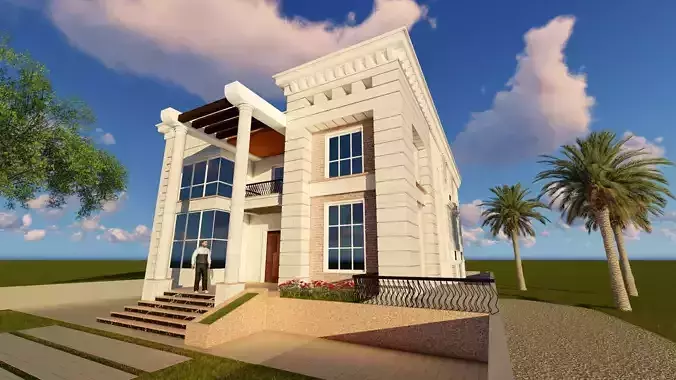 Modern  villa House stone 3ds max 3d model
