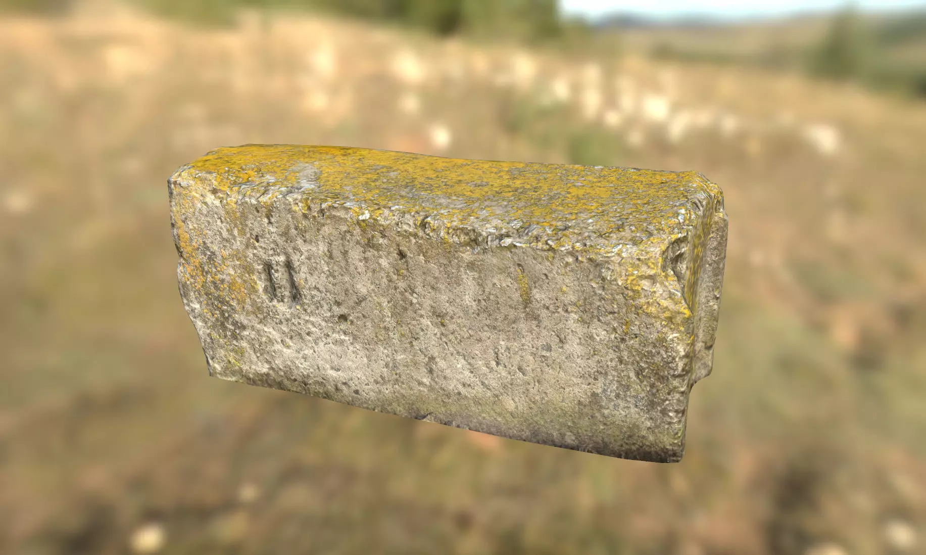 Old Concrete Block Low-poly 3D model_0