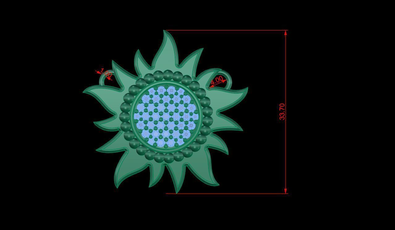 Pendant 3 sun gold with diamonds 3D print model_4