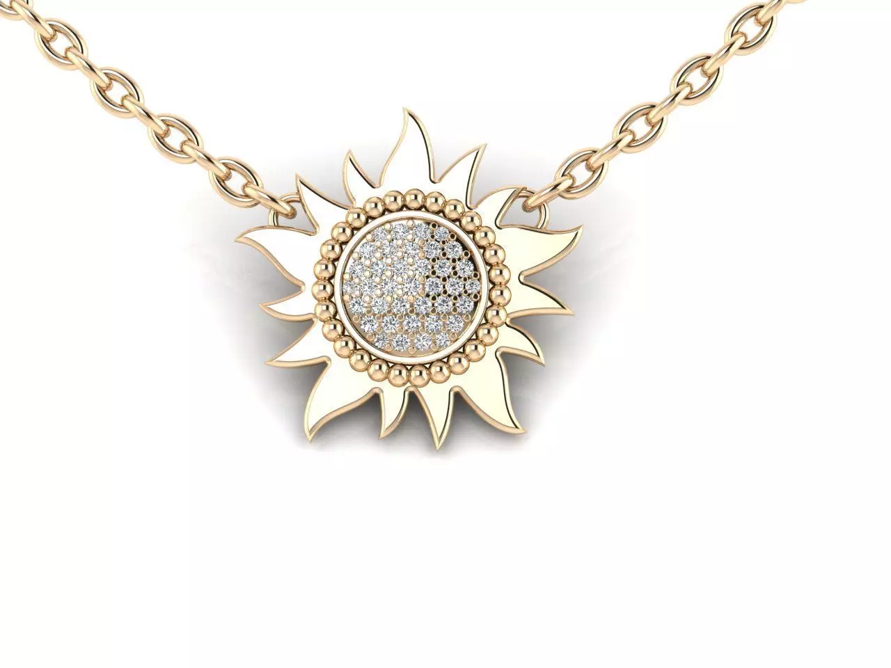 Pendant 3 sun gold with diamonds 3D print model_0