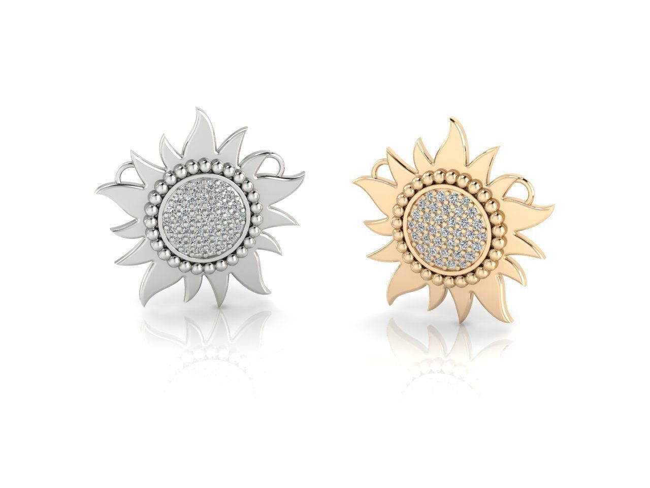 Pendant 3 sun gold with diamonds 3D print model_1