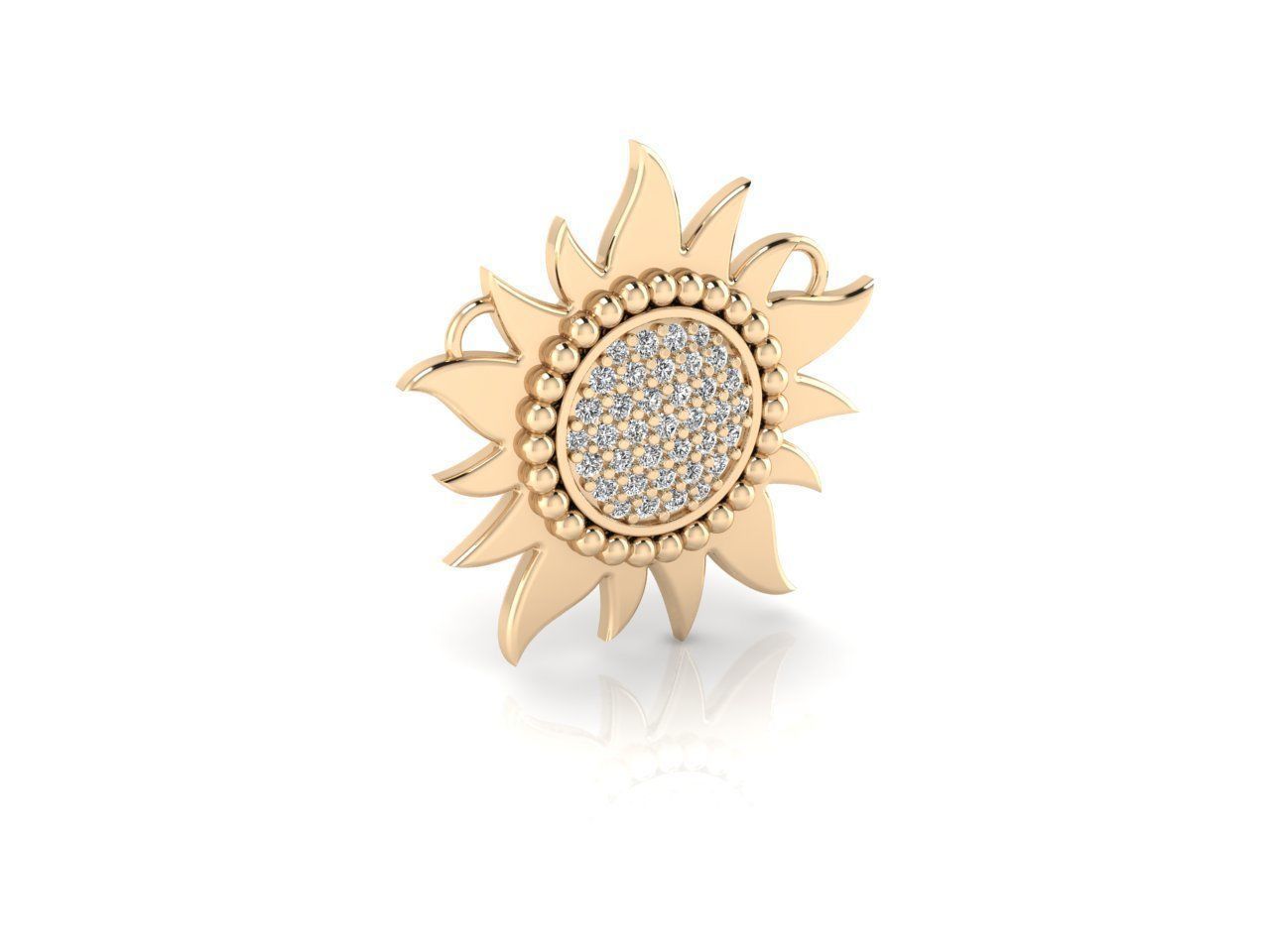 Pendant 3 sun gold with diamonds 3D print model_3