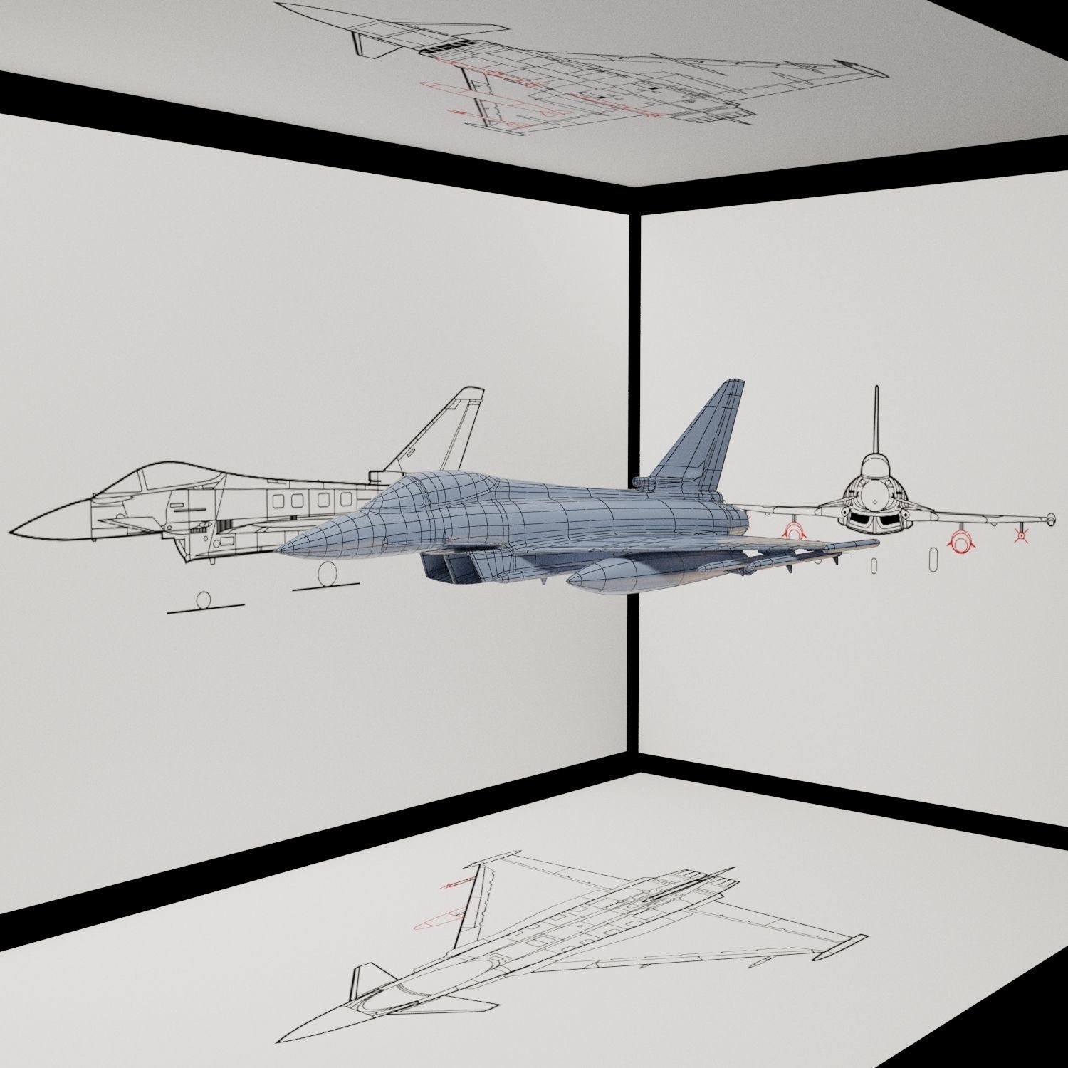 Eurofighter Typhoon Jet Aircraft Decoration 3D model_13