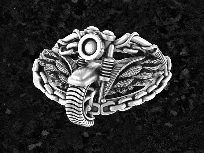 Moto13 motorcycle ring with chain 3D print model