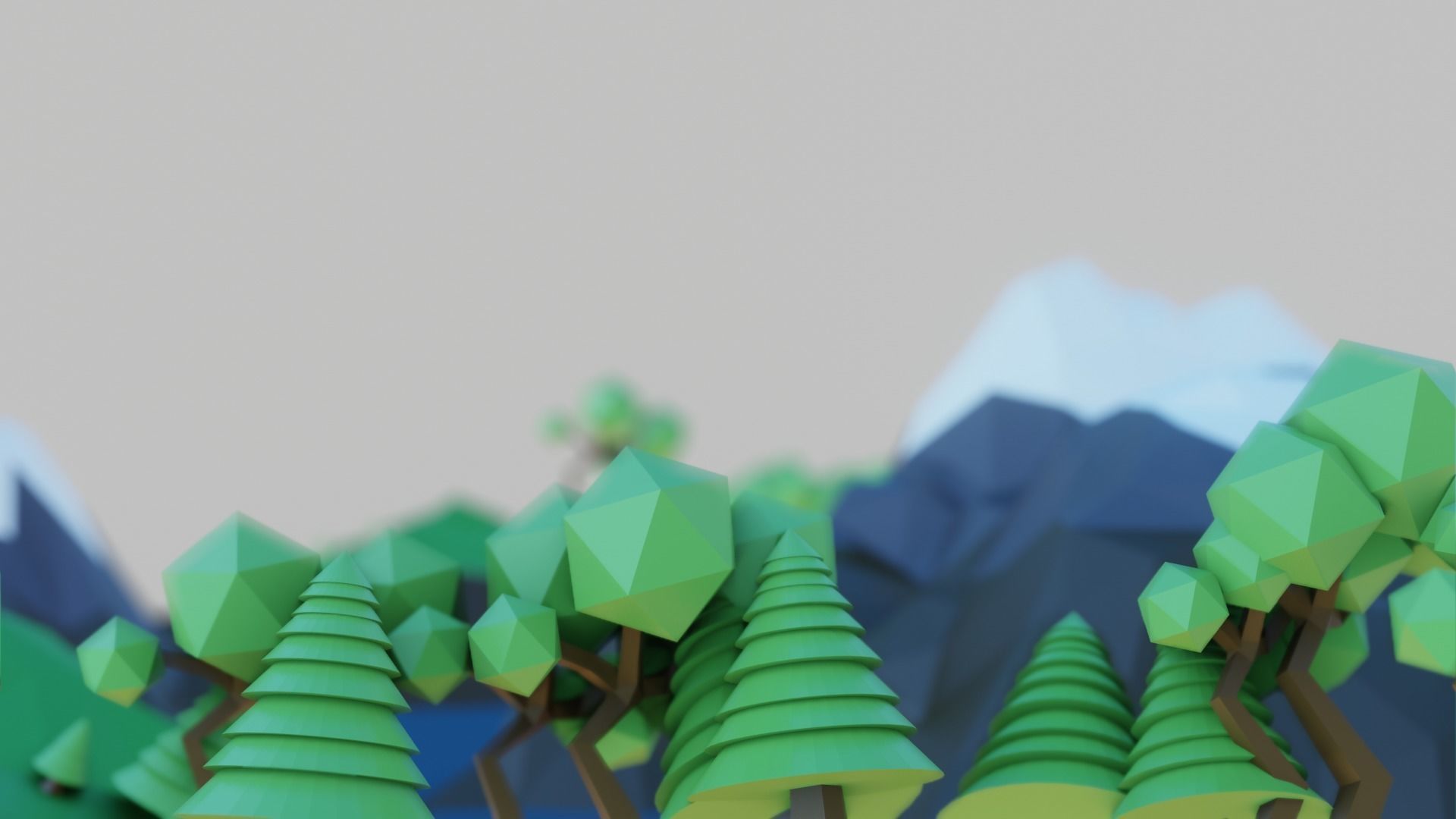 Low Poly Mountains island with trees and lake Free low-poly 3D model_3