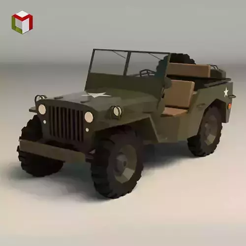 Low Poly Military Jeep 01 Low-poly 3D model