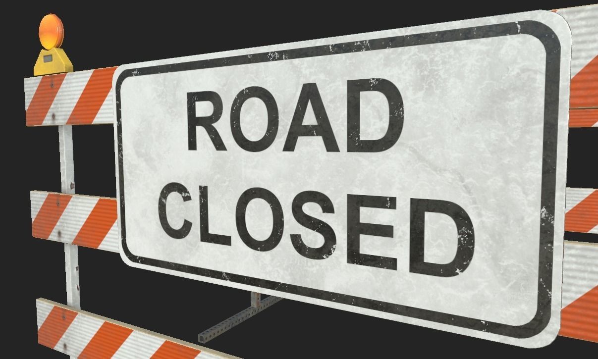 City Barricades Road Consturtion Low-poly 3D model_5