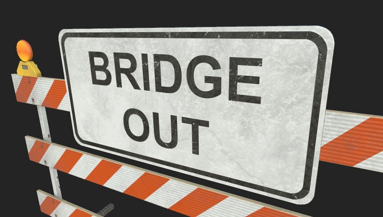 City Barricades Road Consturtion Low-poly 3D model_4