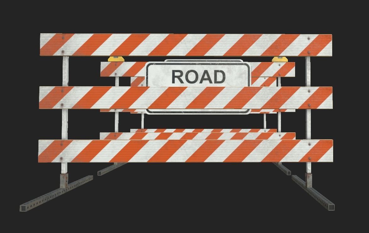 City Barricades Road Consturtion Low-poly 3D model_3