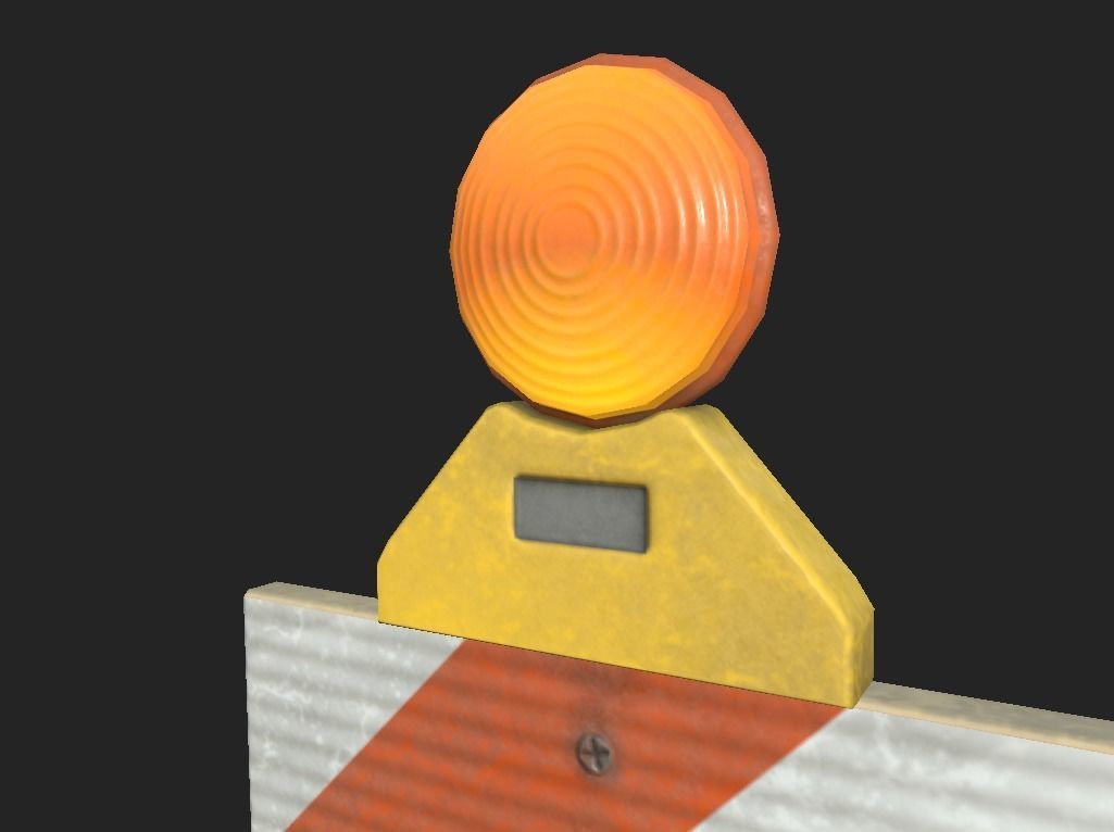 City Barricades Road Consturtion Low-poly 3D model_6