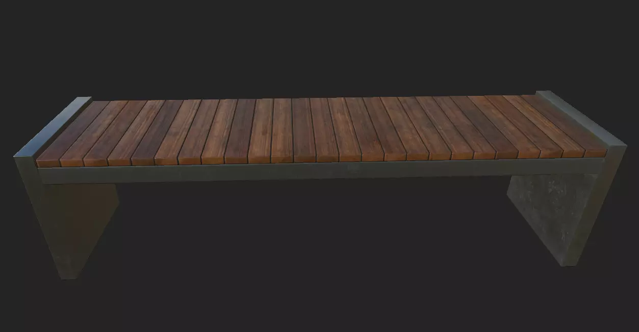City Bench Low-poly 3D model_0