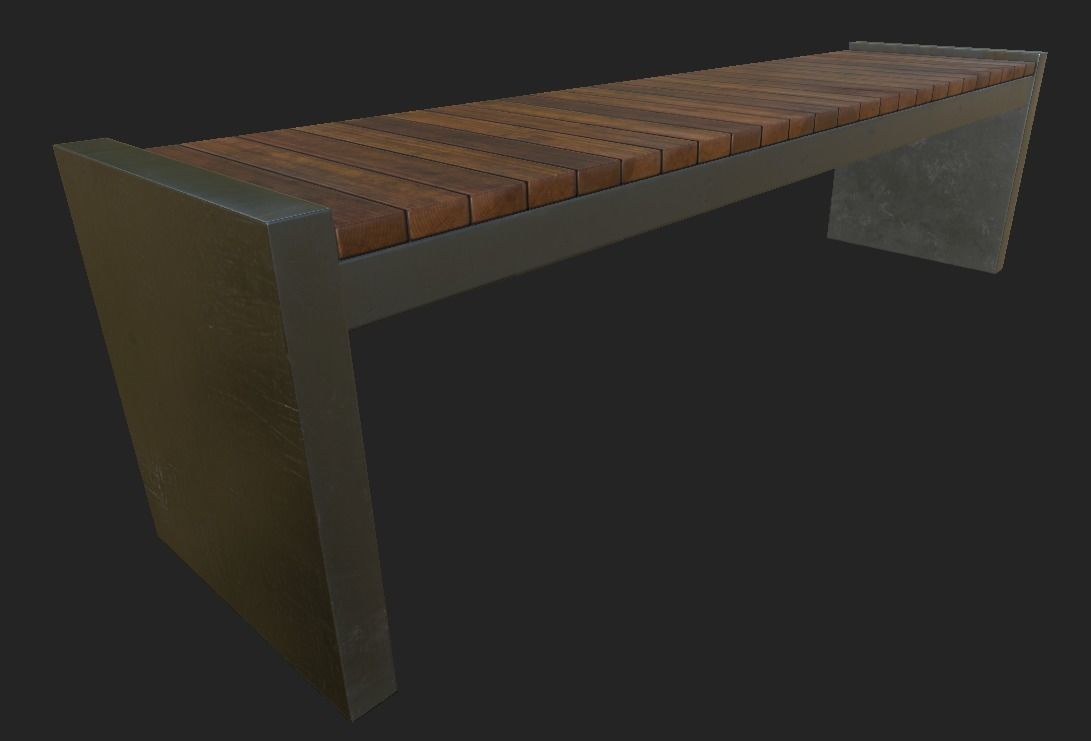 City Bench Low-poly 3D model_1