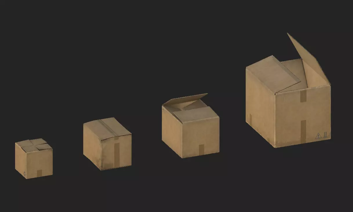 Cardboard Boxes Low-poly 3D model_0