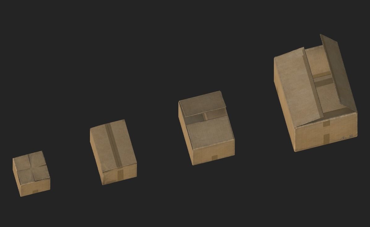 Cardboard Boxes Low-poly 3D model_1