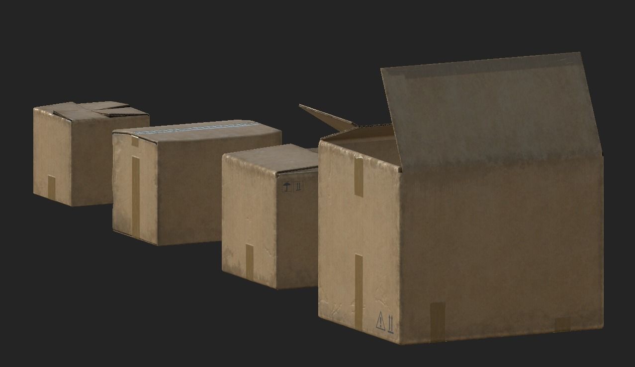 Cardboard Boxes Low-poly 3D model_6