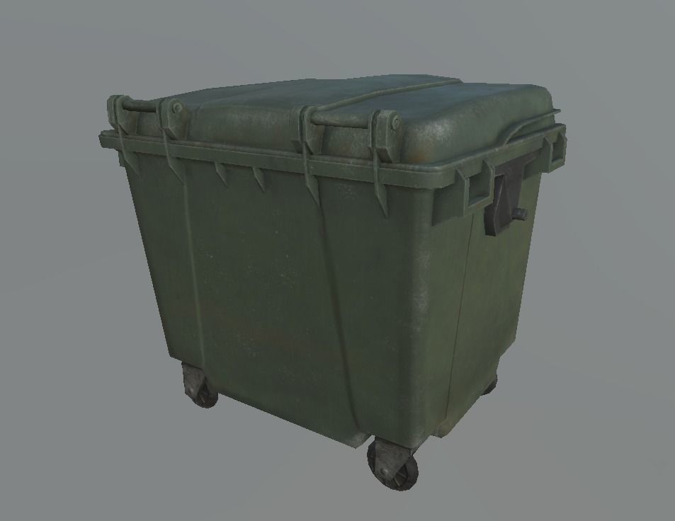 City Garbage Bin Big Low-poly 3D model_1