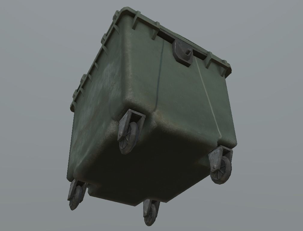 City Garbage Bin Big Low-poly 3D model_4